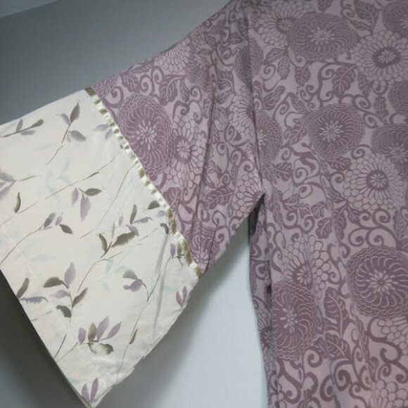 SOFT SURROUNDINGS Silk Open Front House Robe Floral Kimono Duster Boho Cover Up - Picture 6 of 13